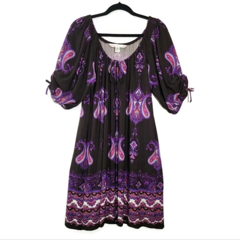 AA Studio Boho Paisley Tie Sleeve Dress Size 14